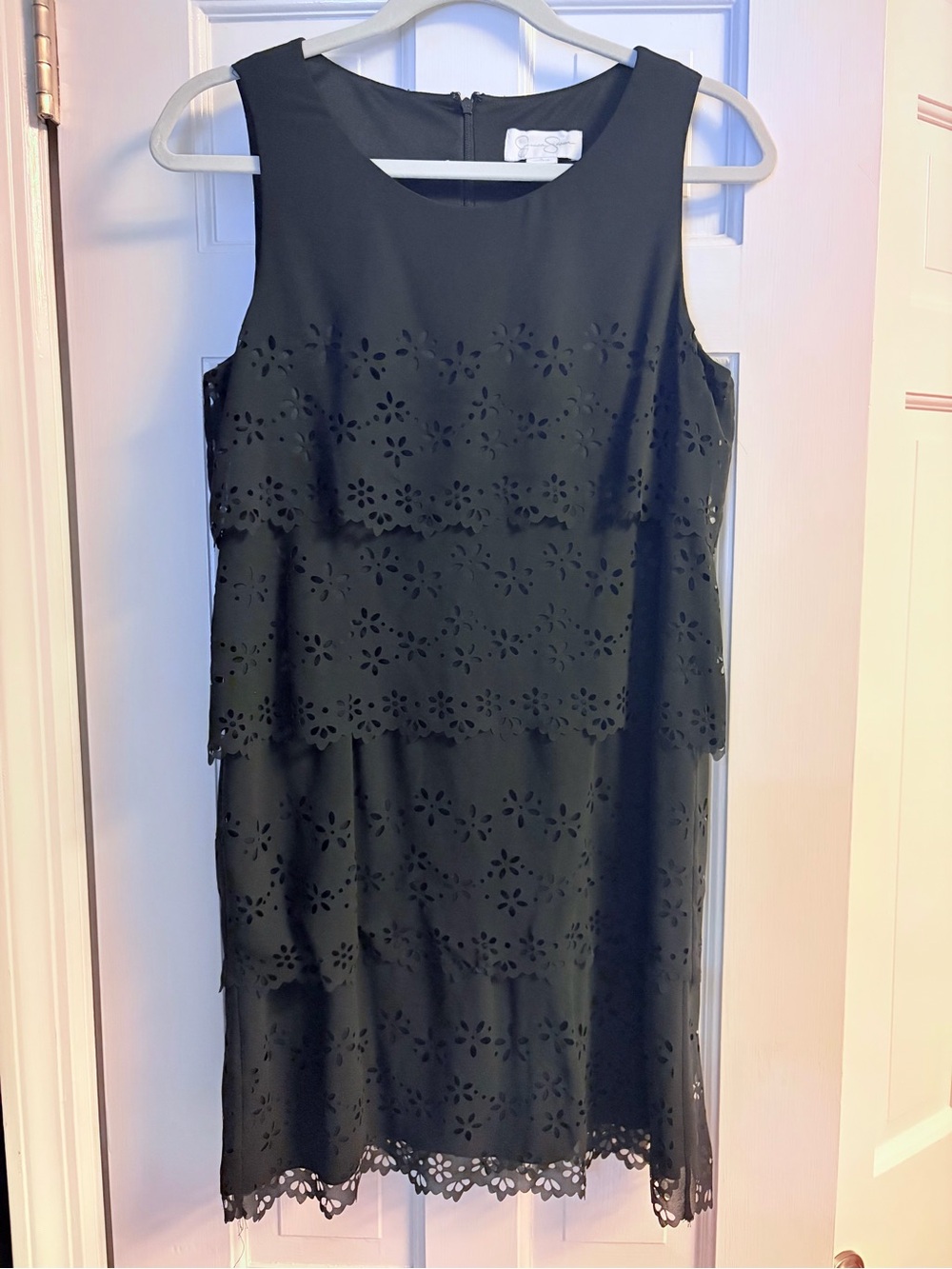 Jessica Simpson Black Layered Eyelet Mini Dress